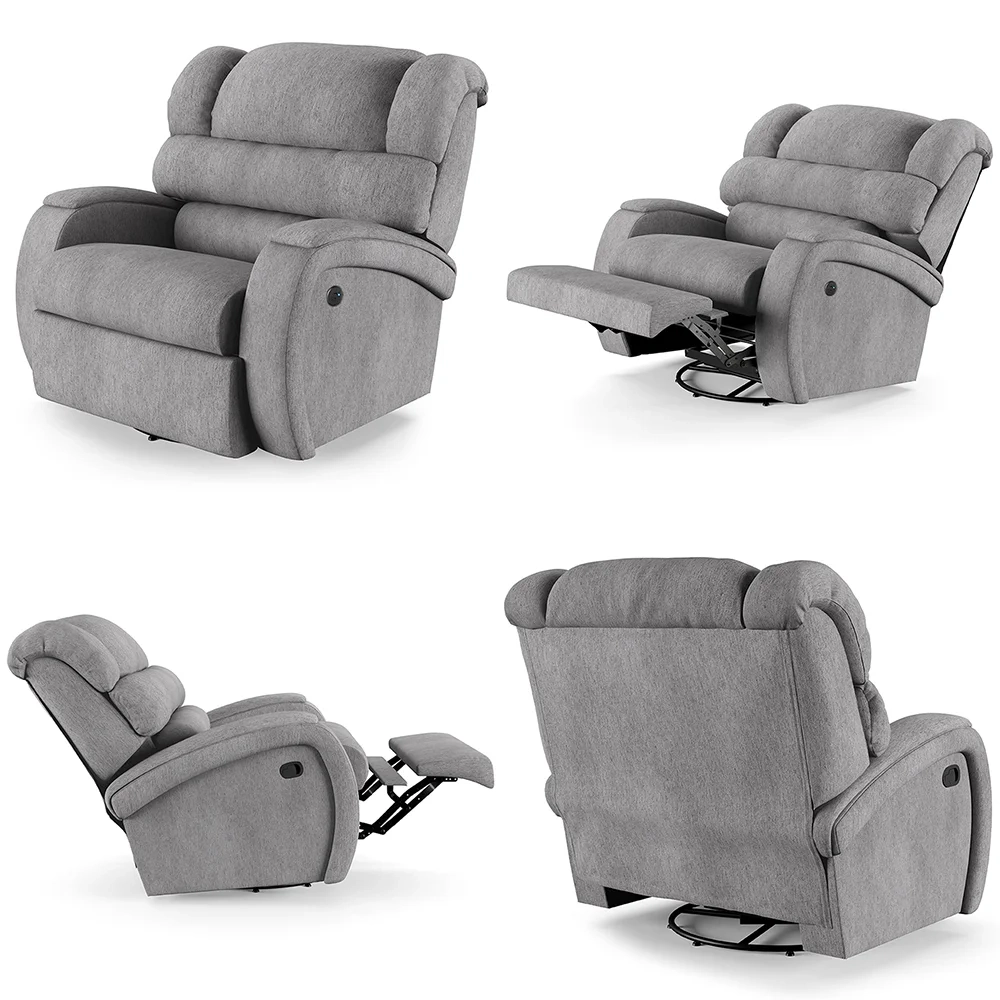 Poltrona do Papai Reclinável Kalie Glider Giratória Massagem FH9 Linho Cinza - Mpozenato