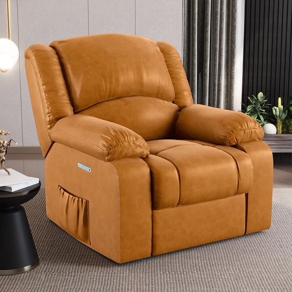 Poltrona do Papai Reclinável Pietra Elétrica LED Massagem FH9 PU Whisky - Mpozenato