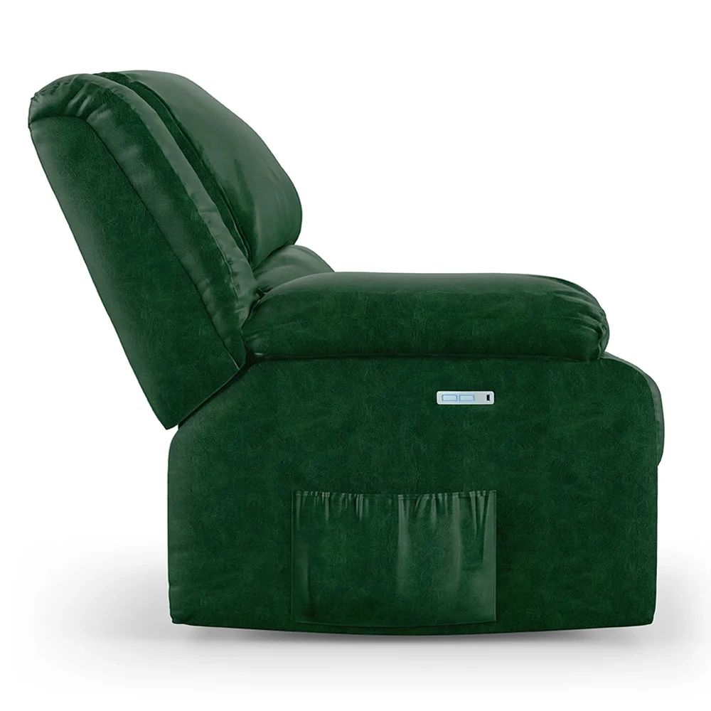 Poltrona do Papai Reclinável Pietra Elétrica LED Massagem FH9 PU Verde Musgo - Mpozenato