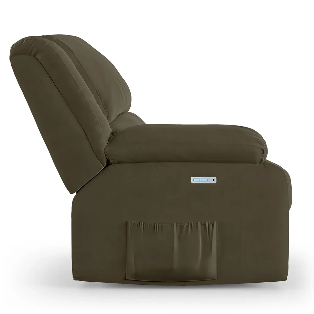 Poltrona do Papai Reclinável Pietra Elétrica LED Massagem FH9 Veludo Capuccino - Mpozenato