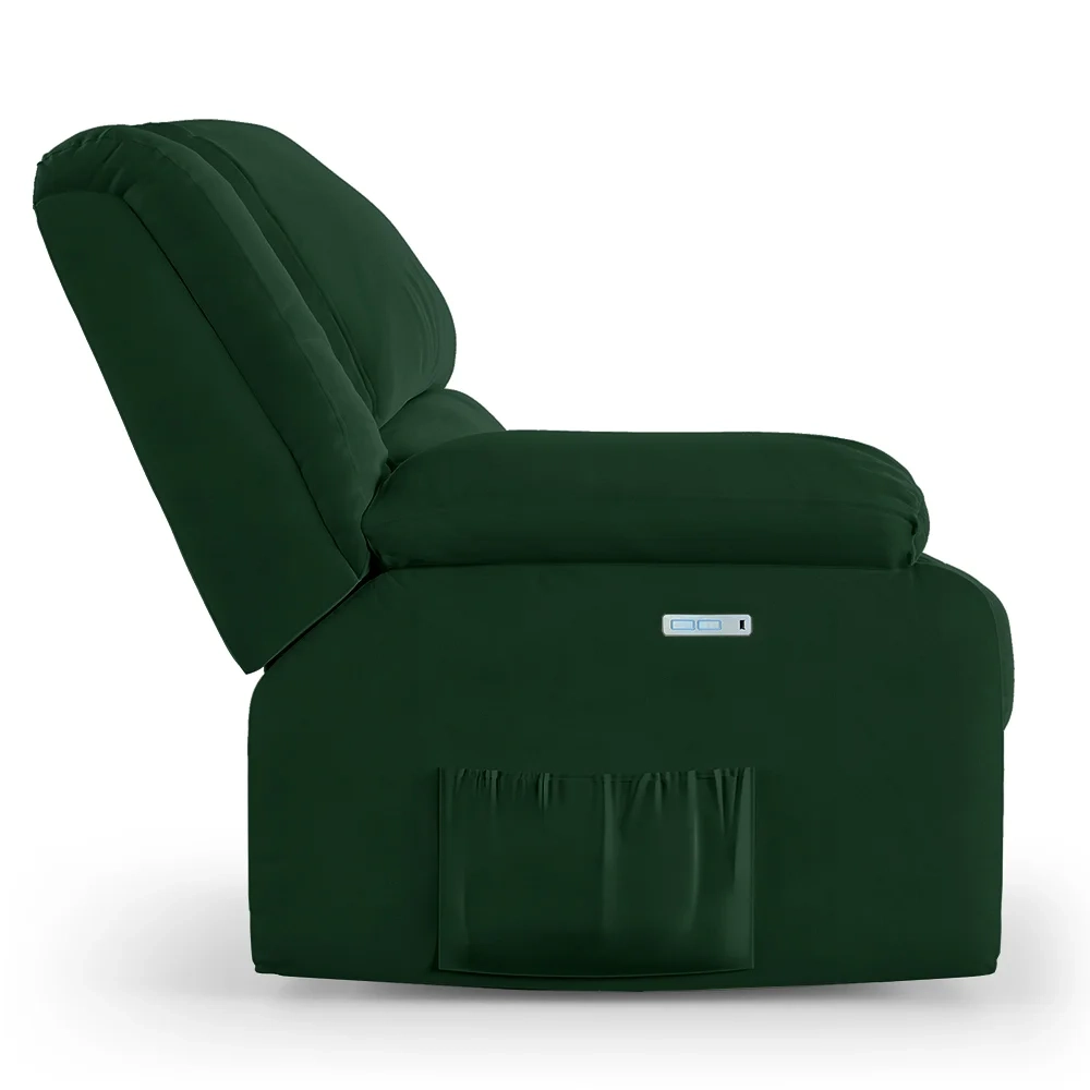 Poltrona do Papai Reclinável Pietra Elétrica LED Massagem FH9 Veludo Verde - Mpozenato