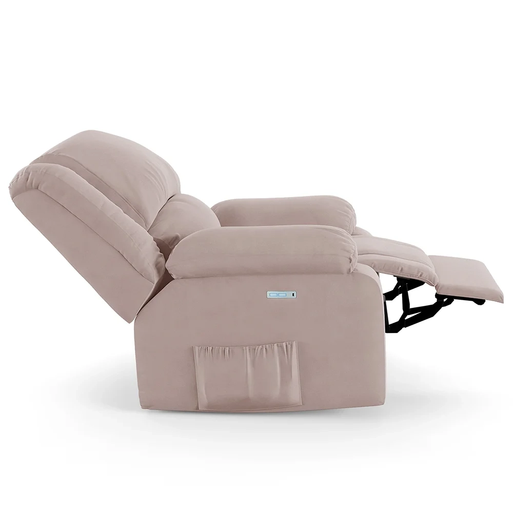 Poltrona do Papai Reclinável Pietra Elétrica LED Massagem FH9 Veludo Rosê - Mpozenato