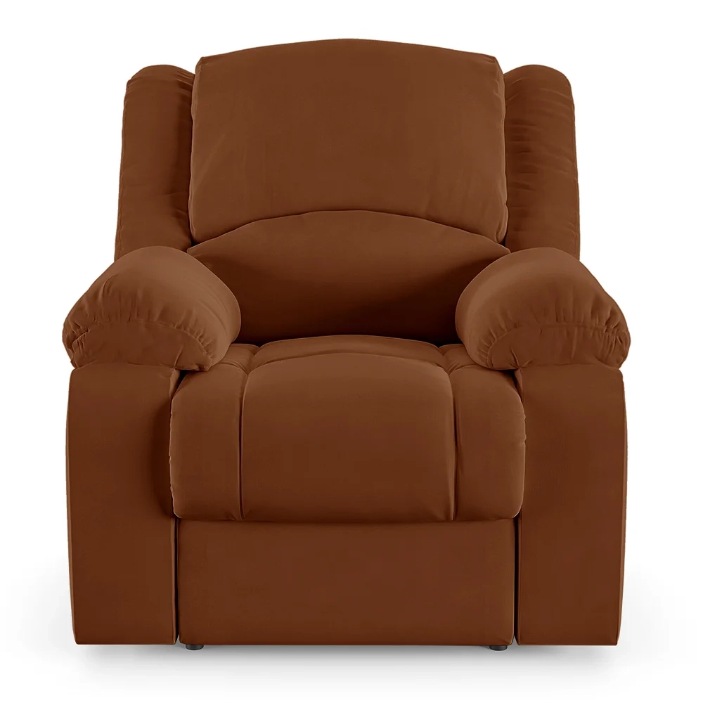 Poltrona do Papai Reclinável Pietra Elétrica LED Massagem FH9 Veludo Terracota - Mpozenato