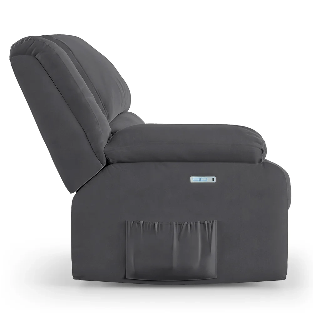 Poltrona do Papai Reclinável Pietra Elétrica LED Massagem FH9 Veludo Cinza - Mpozenato