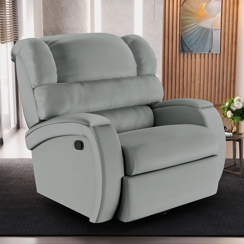 Poltrona do Papai Reclinável Kalie Glider Giratória Massagem FH9 PU Cinza - Mpozenato