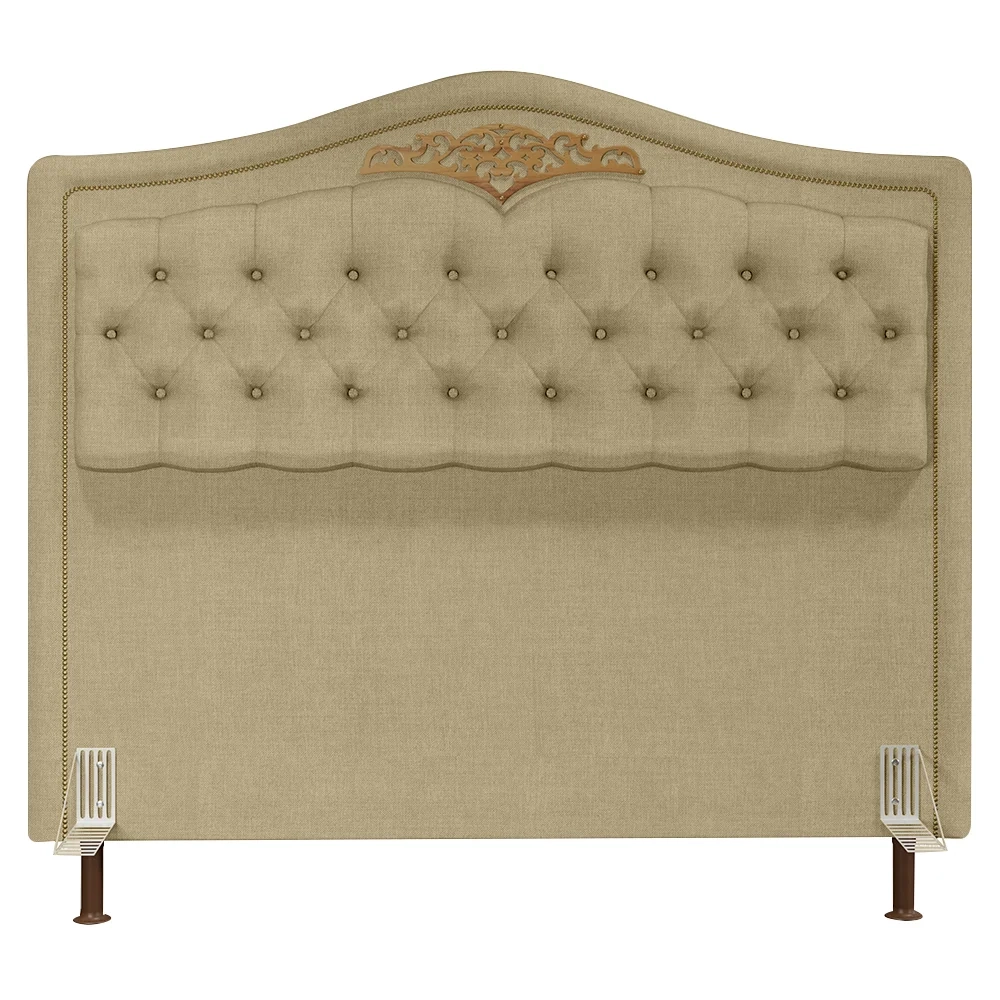 Cabeceira Cama Box Casal Queen 160cm com Tachas Imperial J02 Linho Areia - Mpozenato