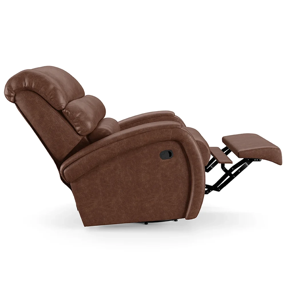 Poltrona do Papai Reclinável Kalie Glider Giratória Massagem FH9 PU Marrom Brilho - Mpozenato