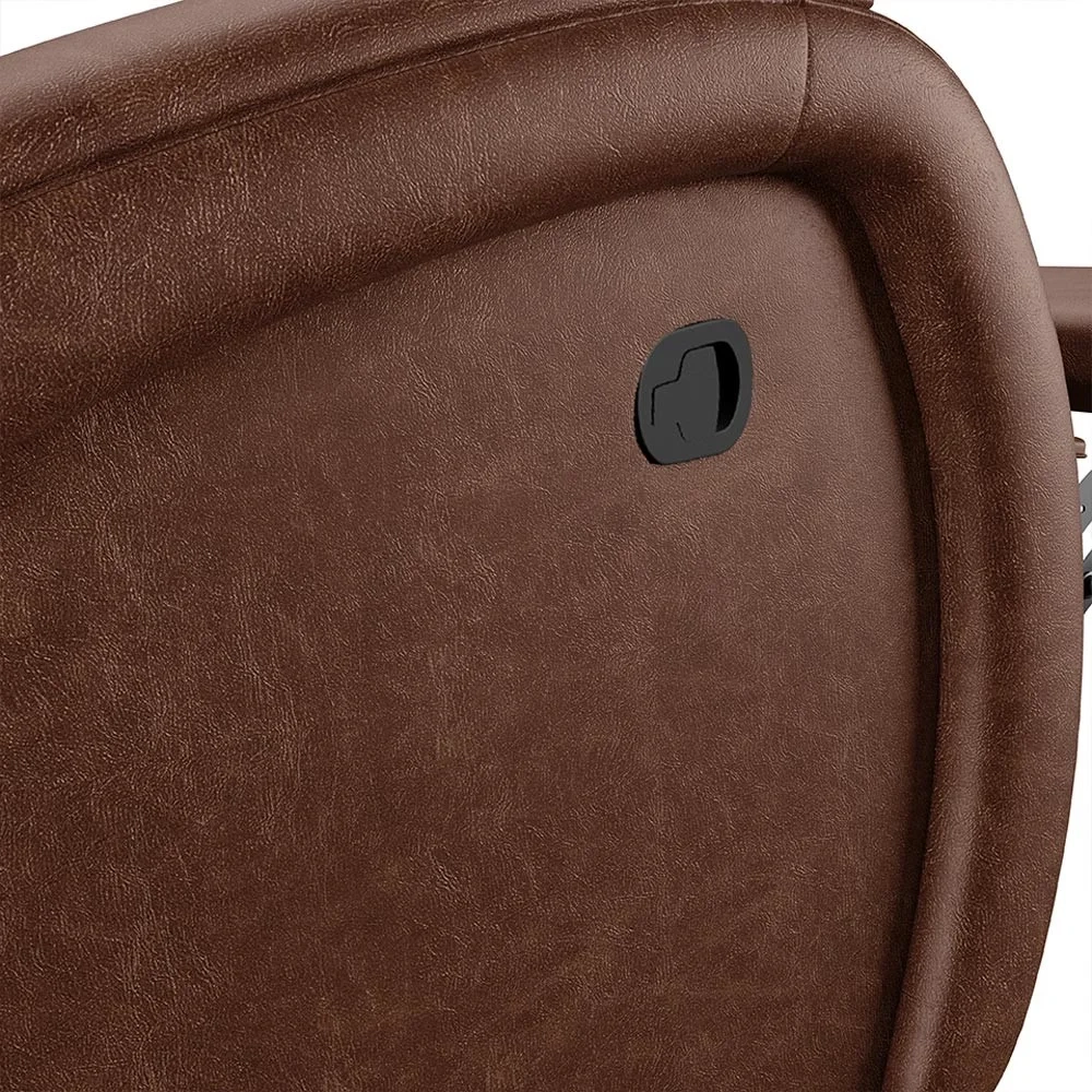Poltrona do Papai Reclinável Kalie Glider Giratória Massagem FH9 PU Marrom Brilho - Mpozenato