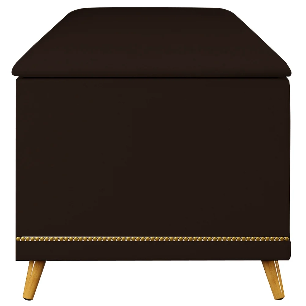 Calçadeira Baú King 195cm com Tachas Imperial J02 Sintético Marrom Escuro - Mpozenato