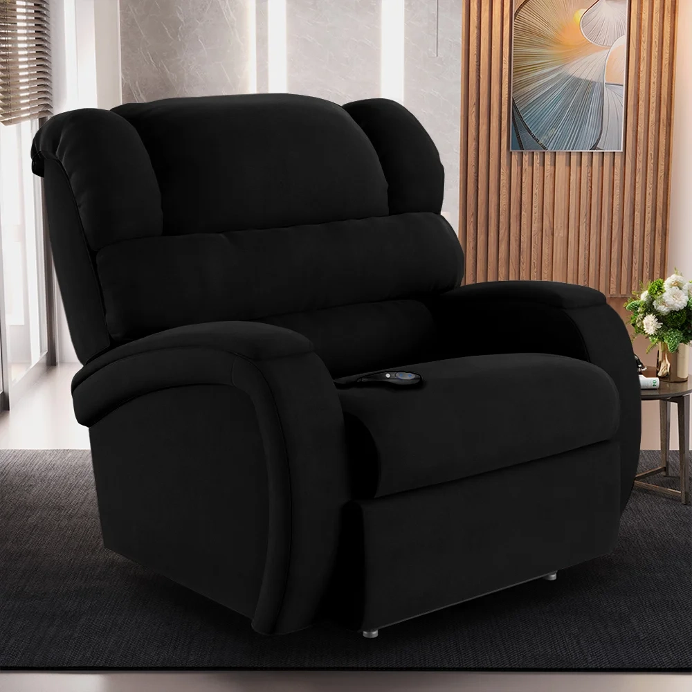 Poltrona do Papai Reclinável Kalie Controle Power Elétrico FH9 Veludo Preto - Mpozenato