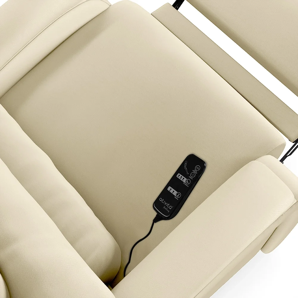 Poltrona do Papai Reclinável Kalie Glider Giratória Massagem FH9 PU Bege - Mpozenato