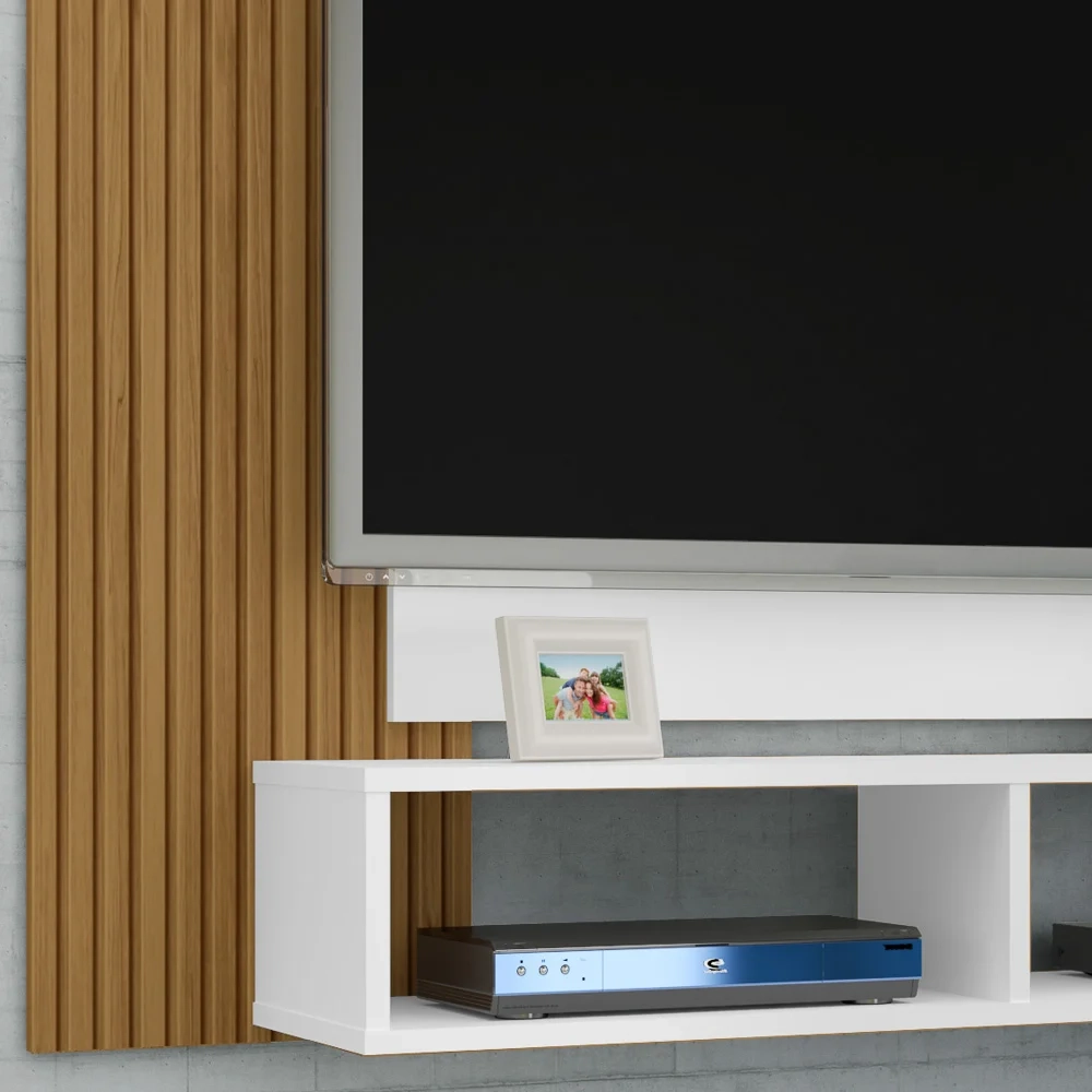 Painel Suspenso Para TV Até 48 Polegadas Navi Branco/Ripado - Bechara