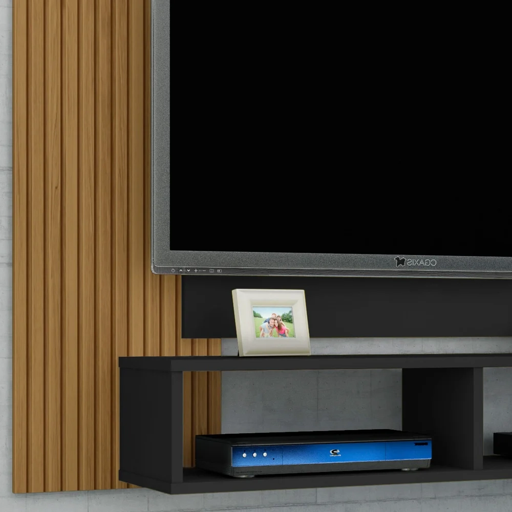 Painel Suspenso Para TV Até 48 Polegadas Navi Preto Fosco/Ripado - Bechara