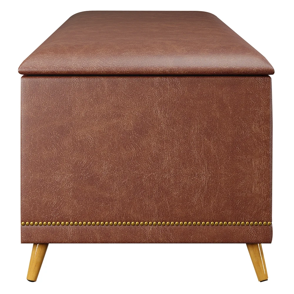 Calçadeira Baú King 195cm com Tachas Imperial J02 Facto Marrom - Mpozenato