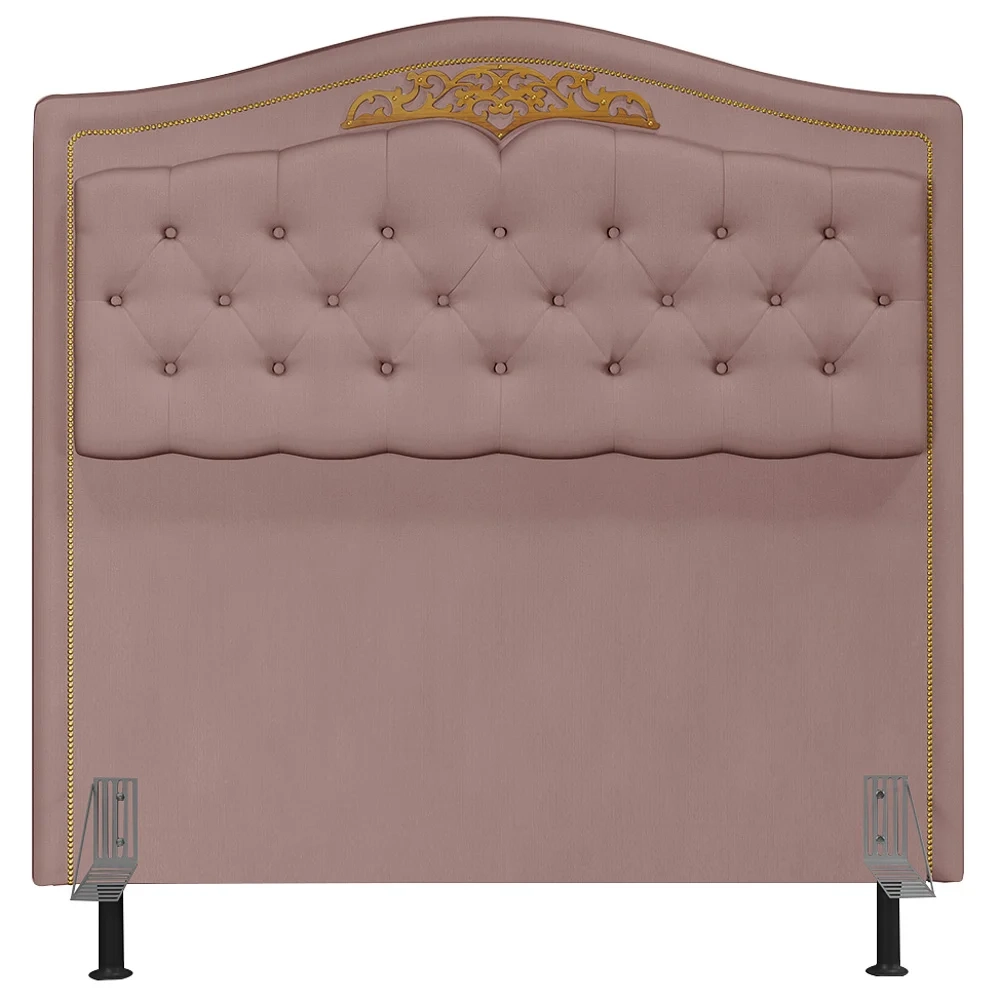 Cabeceira Cama Box Casal King 195cm com Tachas Imperial Veludo J02 Rosê - Mpozenato