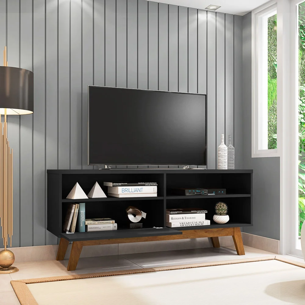 Rack Bancada Para TV Até 55 Pol. 2 Portas Paládio Preto Fosco - Bechara