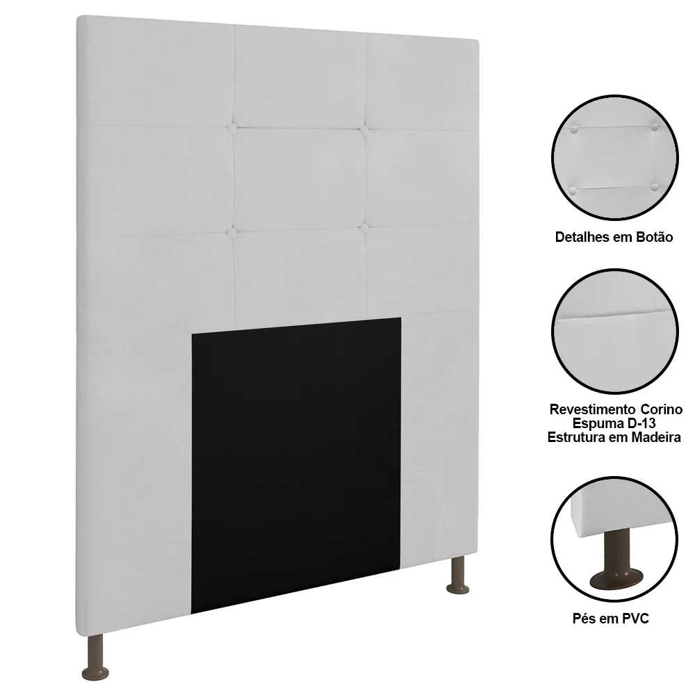 Cabeceira Cama Box Solteiro 90cm Safira Sintético Branco Z51 - Mpozenato