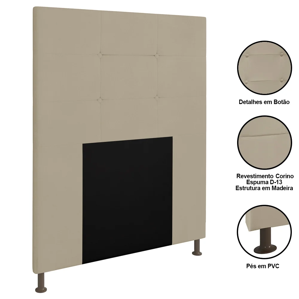 Cabeceira Cama Box Solteiro 90cm Safira Sintético Bege Z51 - Mpozenato