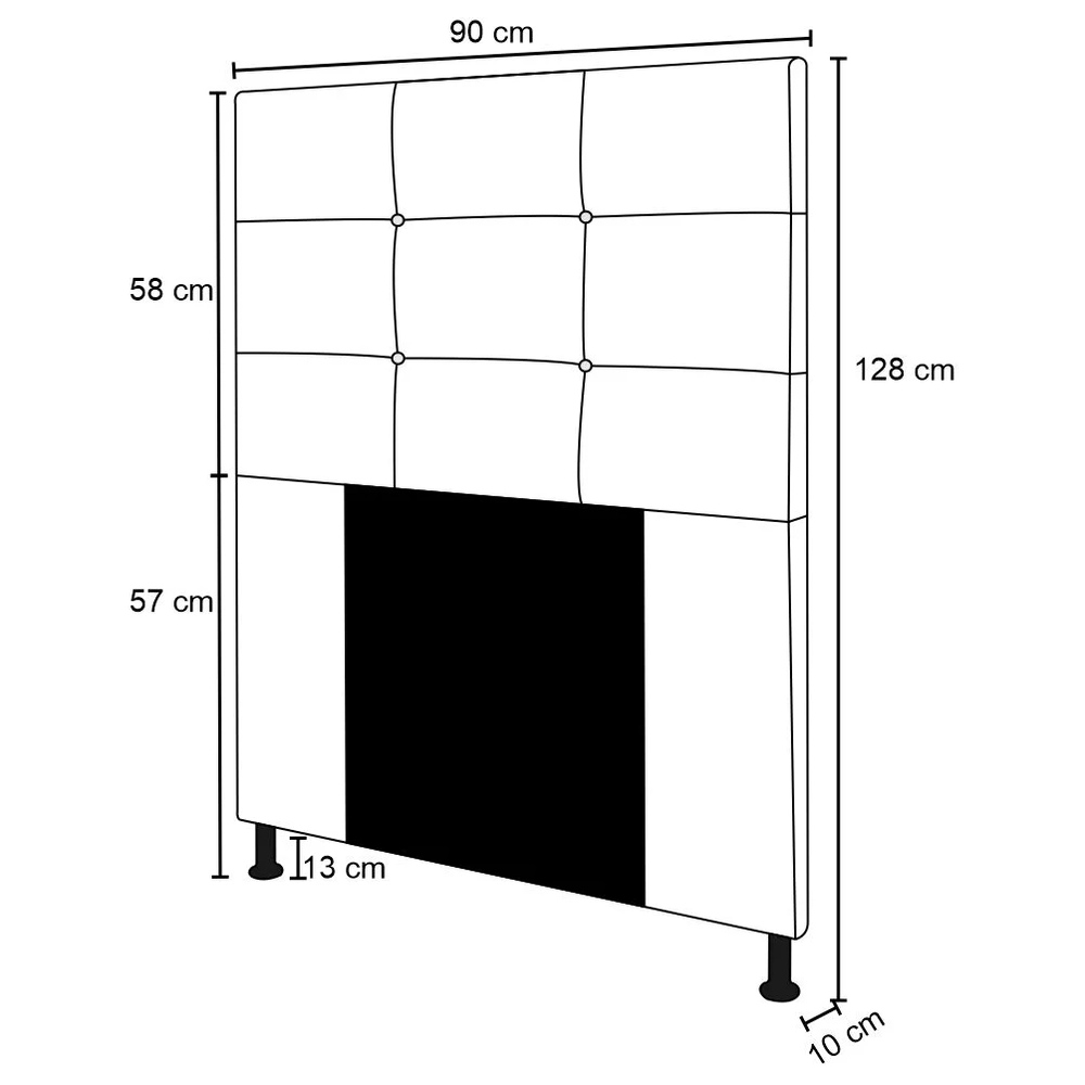 Cabeceira Cama Box Solteiro 90cm Safira Sintético Bege Z51 - Mpozenato