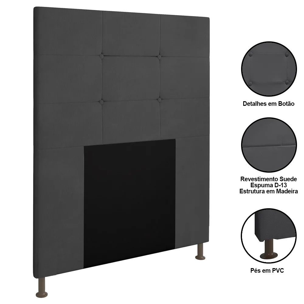 Cabeceira Cama Box Solteiro 90cm Safira Suede Cinza Z51 - Mpozenato