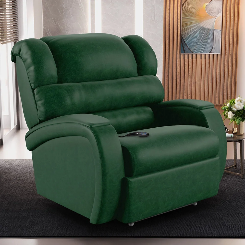 Poltrona do Papai Reclinável Kalie Controle Power Elétrico FH9 PU Verde Musgo - Mpozenato