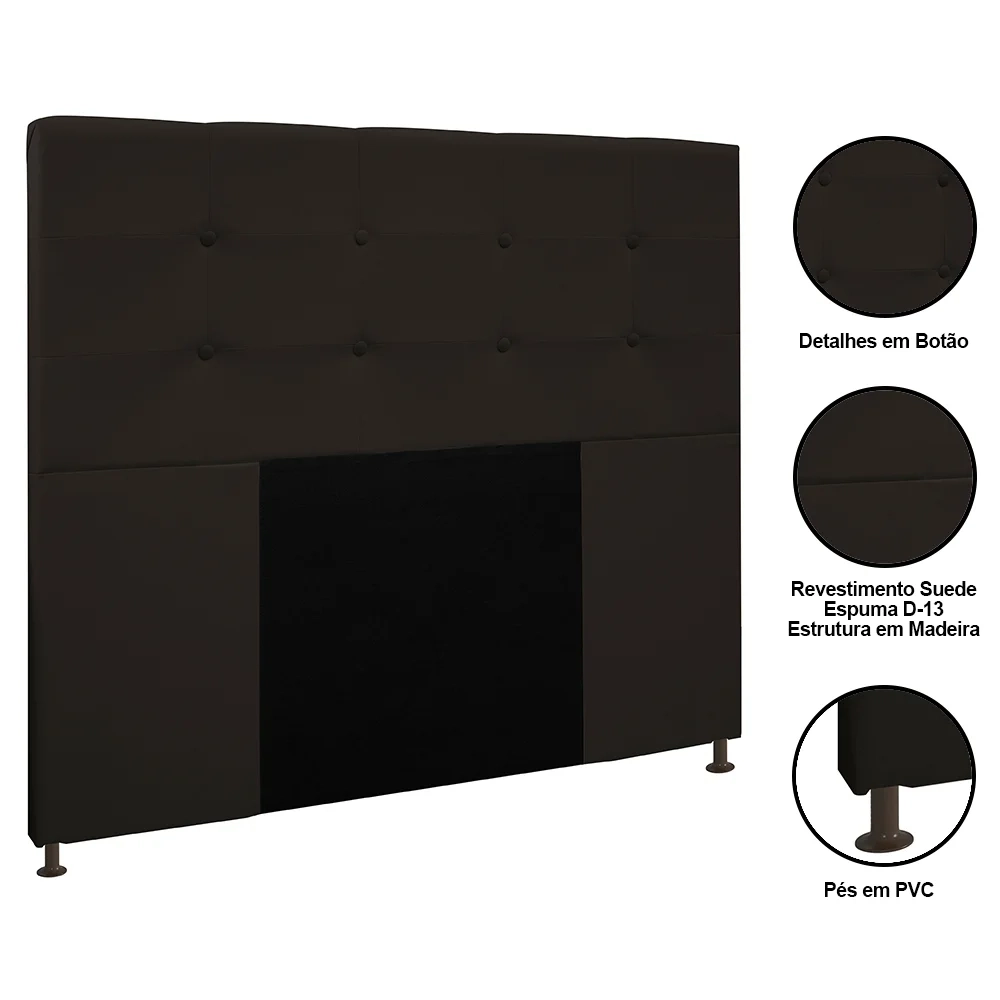 Cabeceira Cama Box Casal Queen 160cm Safira Suede I02 Marrom - Mpozenato