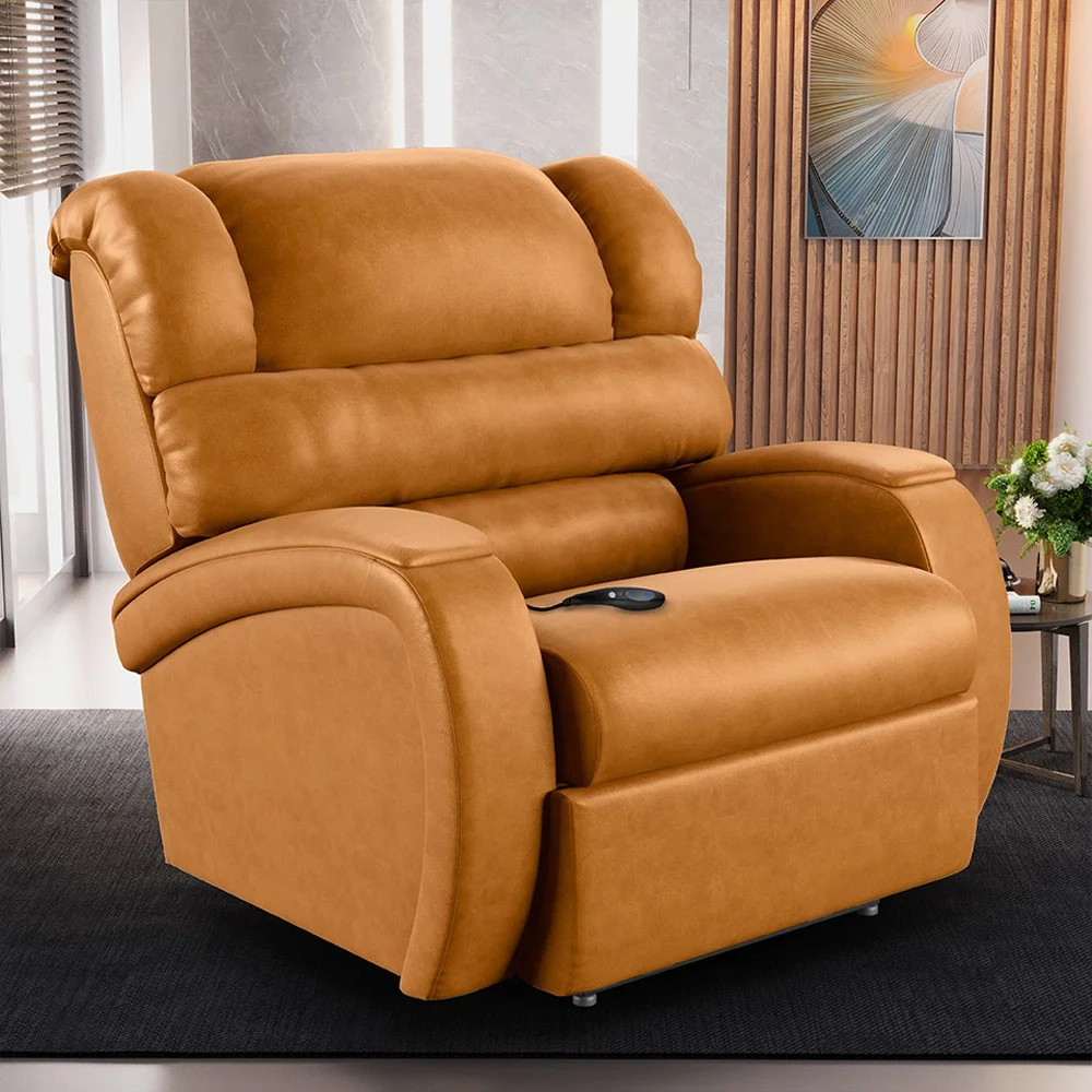 Poltrona do Papai Reclinável Kalie Controle Power Elétrico FH9 PU Whisky - Mpozenato