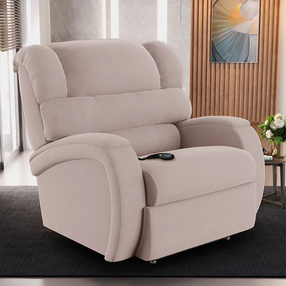 Poltrona do Papai Reclinável Kalie Controle Power Elétrico FH9 Veludo Rosê - Mpozenato