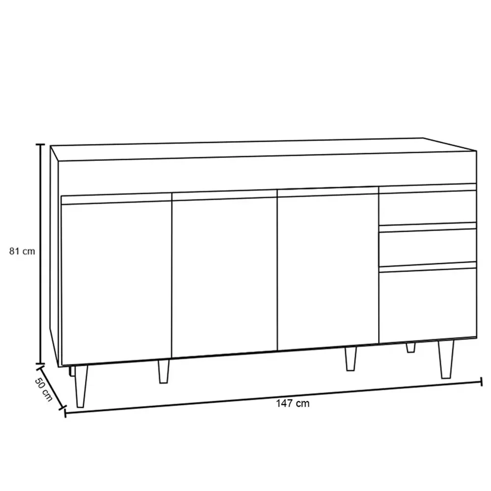 Balcão Gabinete para pia sem Tampo 150cm Marrocos Branco/Castanho  - Lumil