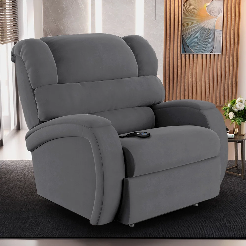 Poltrona do Papai Reclinável Kalie Controle Power Elétrico FH9 Veludo Cinza - Mpozenato