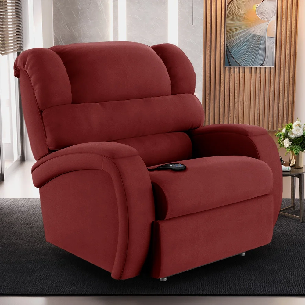 Poltrona do Papai Reclinável Kalie Controle Power Elétrico FH9 Veludo Vermelho - Mpozenato