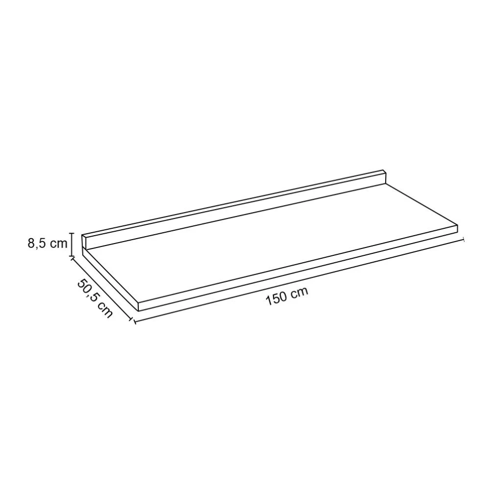 Tampo para Balcão de Cozinha 150cm MDP Preto - Lumil