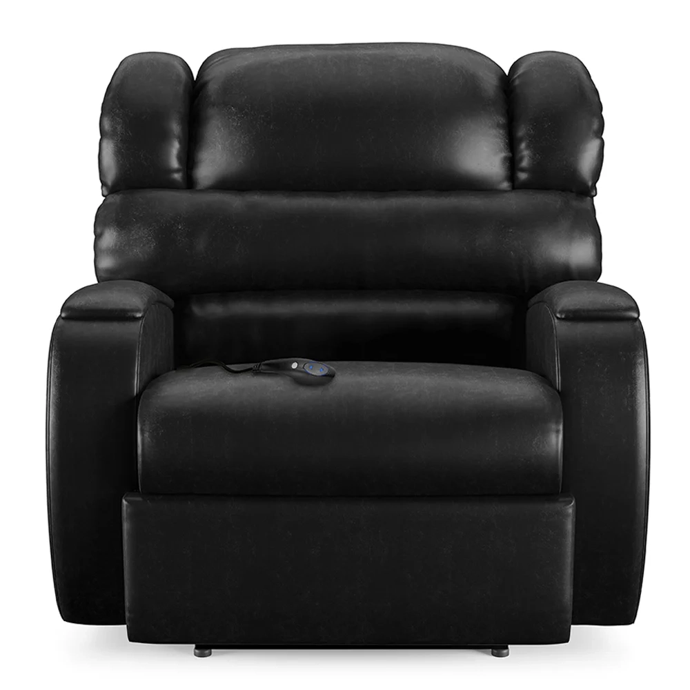 Poltrona do Papai Reclinável Kalie Controle Power Elétrico FH9 PU Preto Brilho - Mpozenato