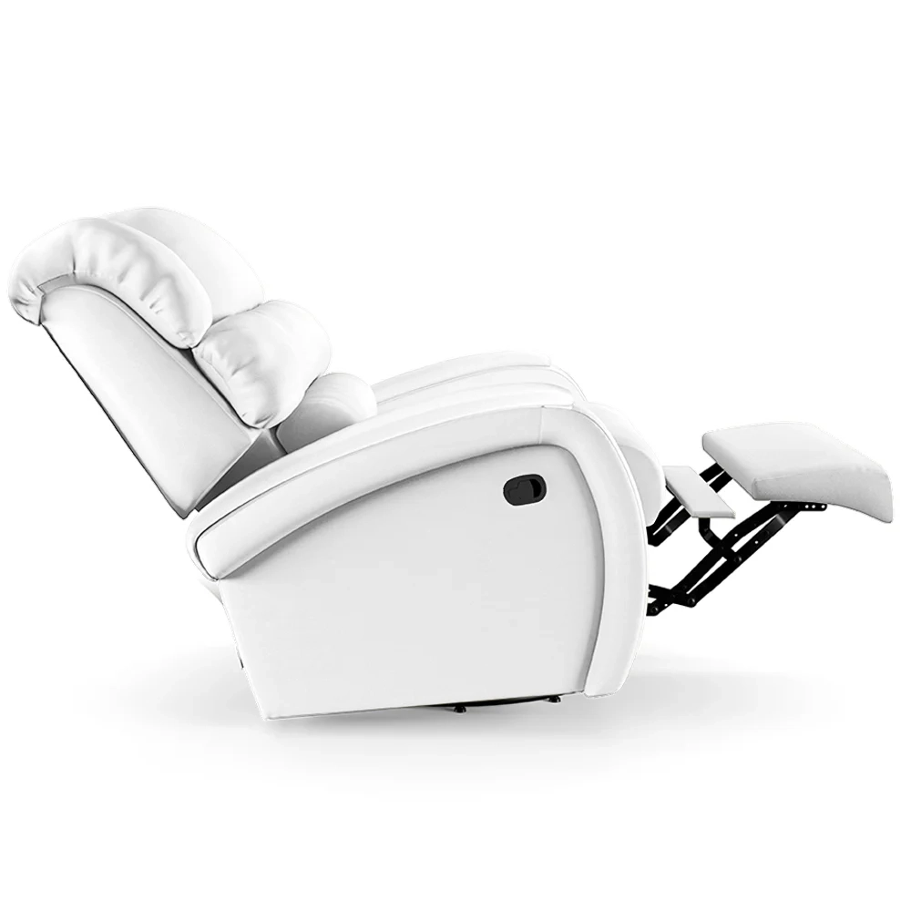 Poltrona do Papai Reclinável Kalie Glider Giratória Massagem FH9 PU Branco - Mpozenato