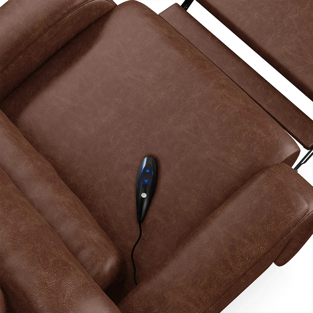 Poltrona do Papai Reclinável Kalie Controle Power Elétrico FH9 PU Marrom Brilho - Mpozenato