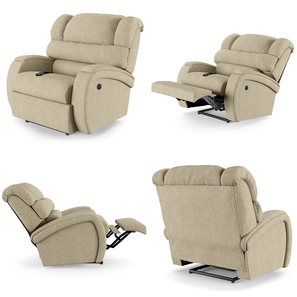 Poltrona do Papai Reclinável Kalie Controle Power Elétrico USB FH9 Linho Bege - Mpozenato