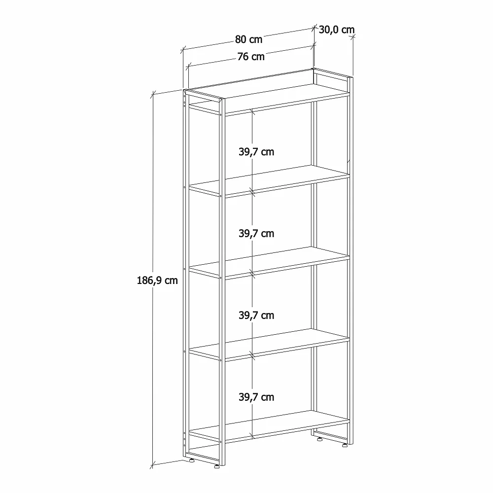 Estante Livreiro Dynamica Industrial 80cm 5 Prateleiras C08 Branco Chess - Mpozenato