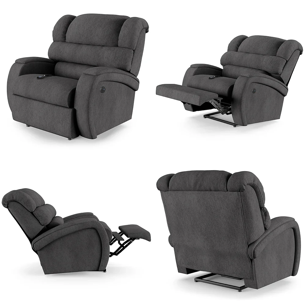 Poltrona do Papai Reclinável Kalie Controle Power Elétrico USB FH9 Linho Grafite - Mpozenato