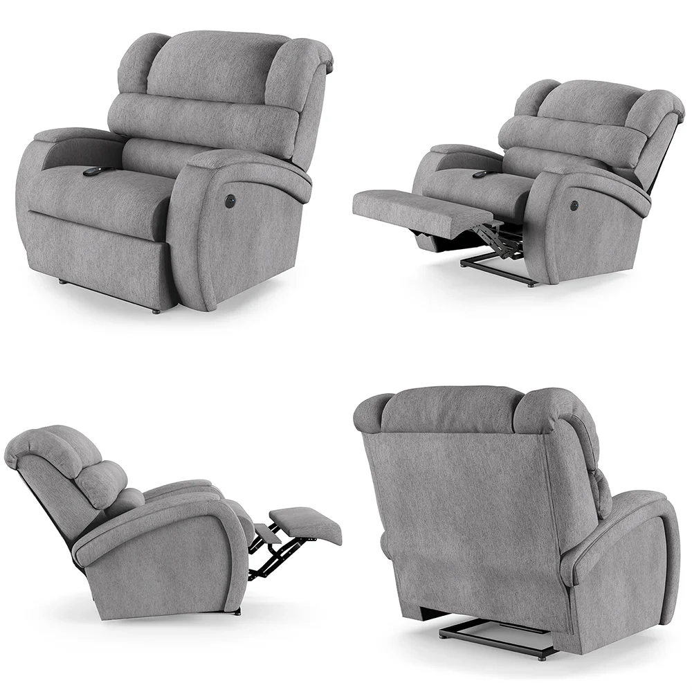 Poltrona do Papai Reclinável Kalie Controle Power Elétrico USB FH9 Linho Cinza - Mpozenato