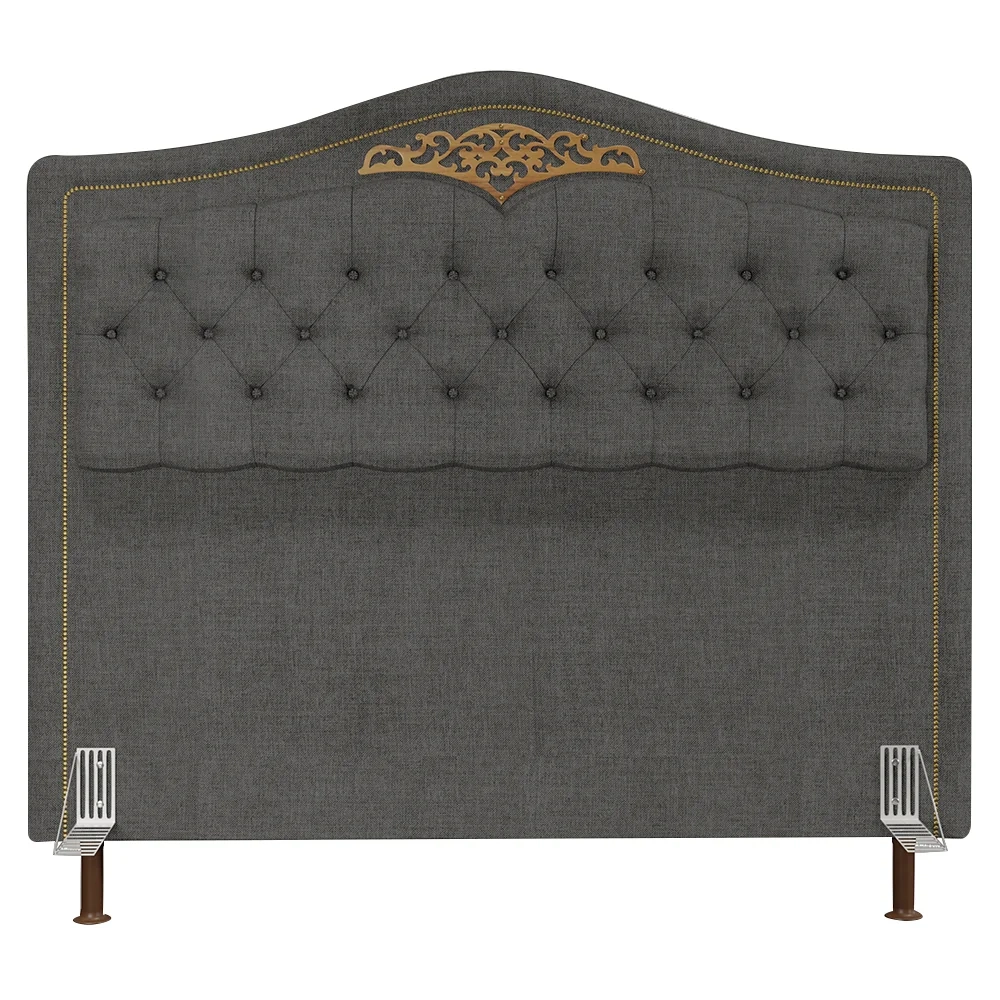 Cabeceira Cama Box Casal King 195cm com Tachas Imperial J02 Linho Grafite - Mpozenato