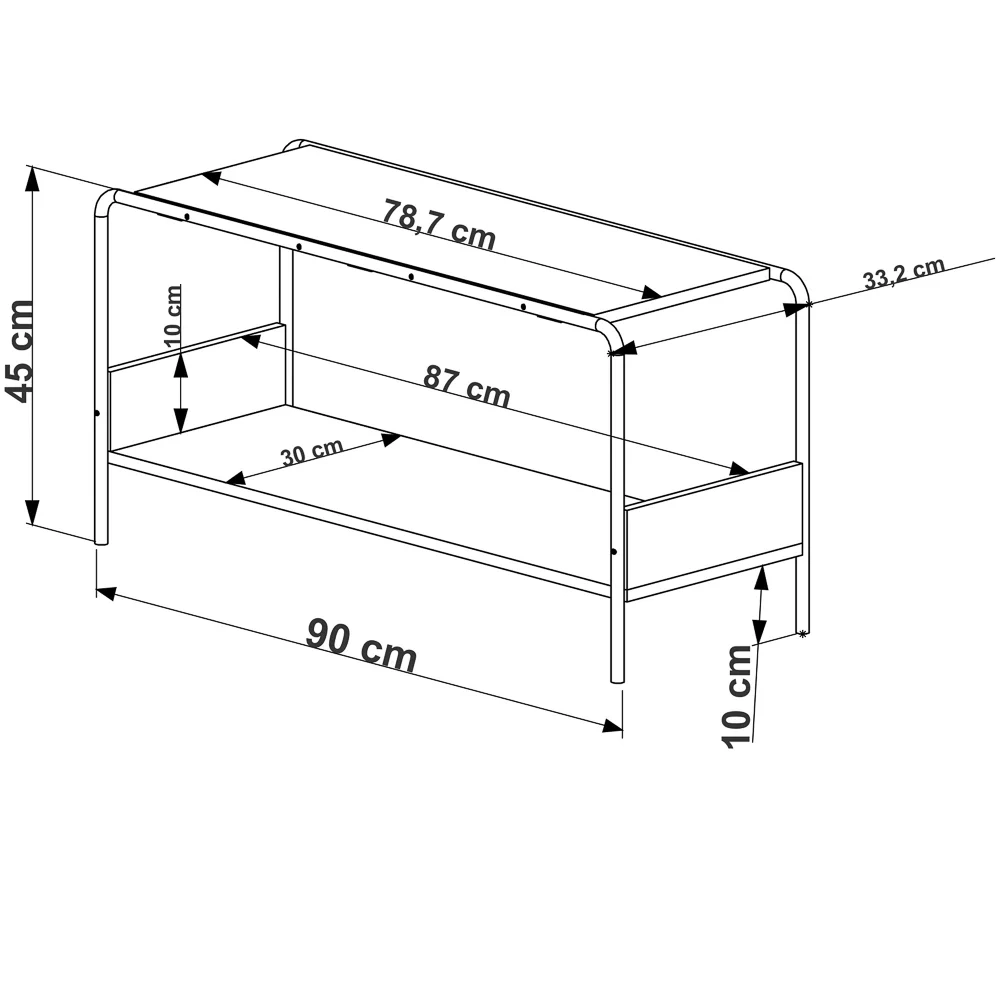 Sapateira Banco Para Hall De Entrada Industrial 1 Prateleira Vermont/Preto - Artesano