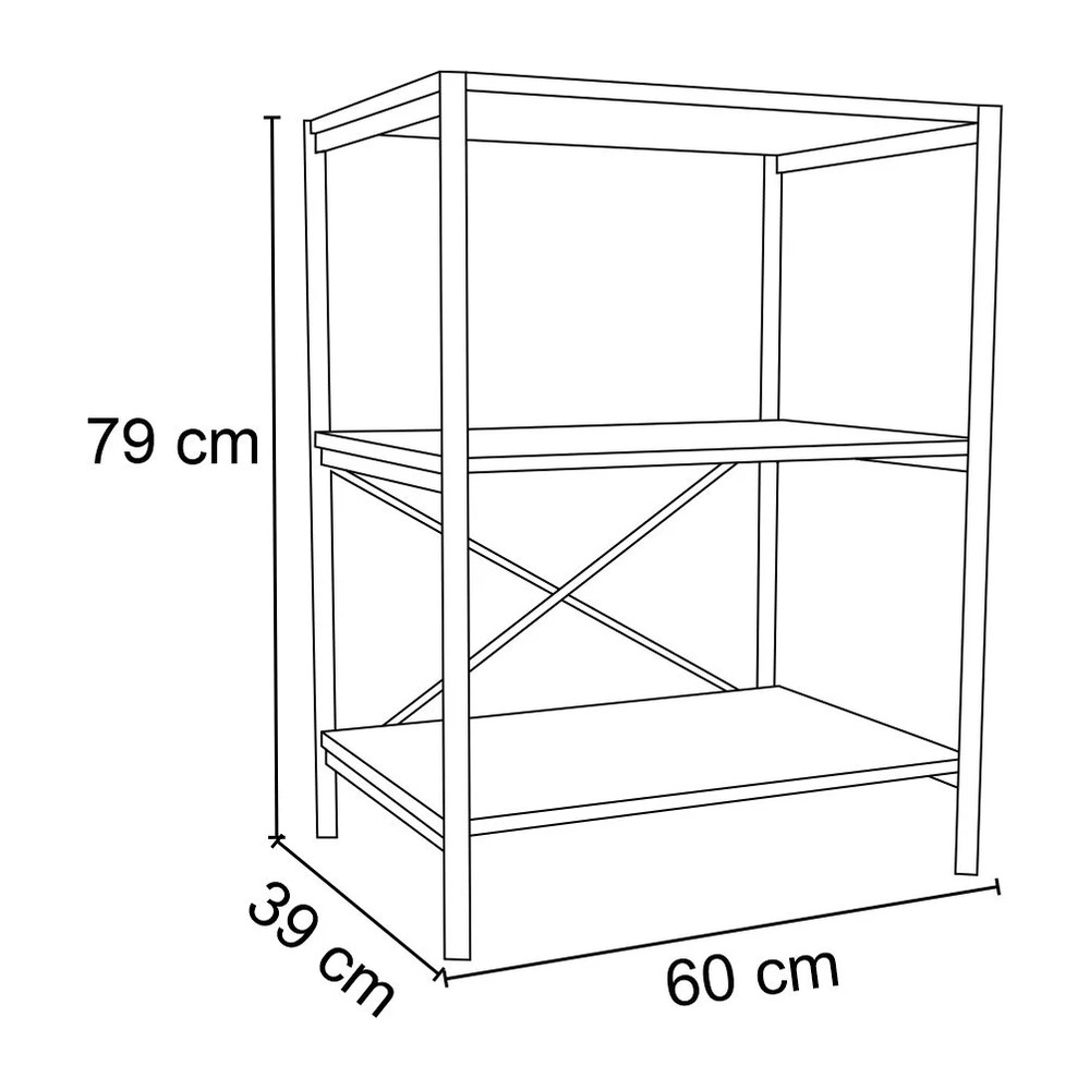 Sapateira Multiuso Hall de Entrada 60cm 3 Prateleiras Padova Demolição/Preto - Artefamol