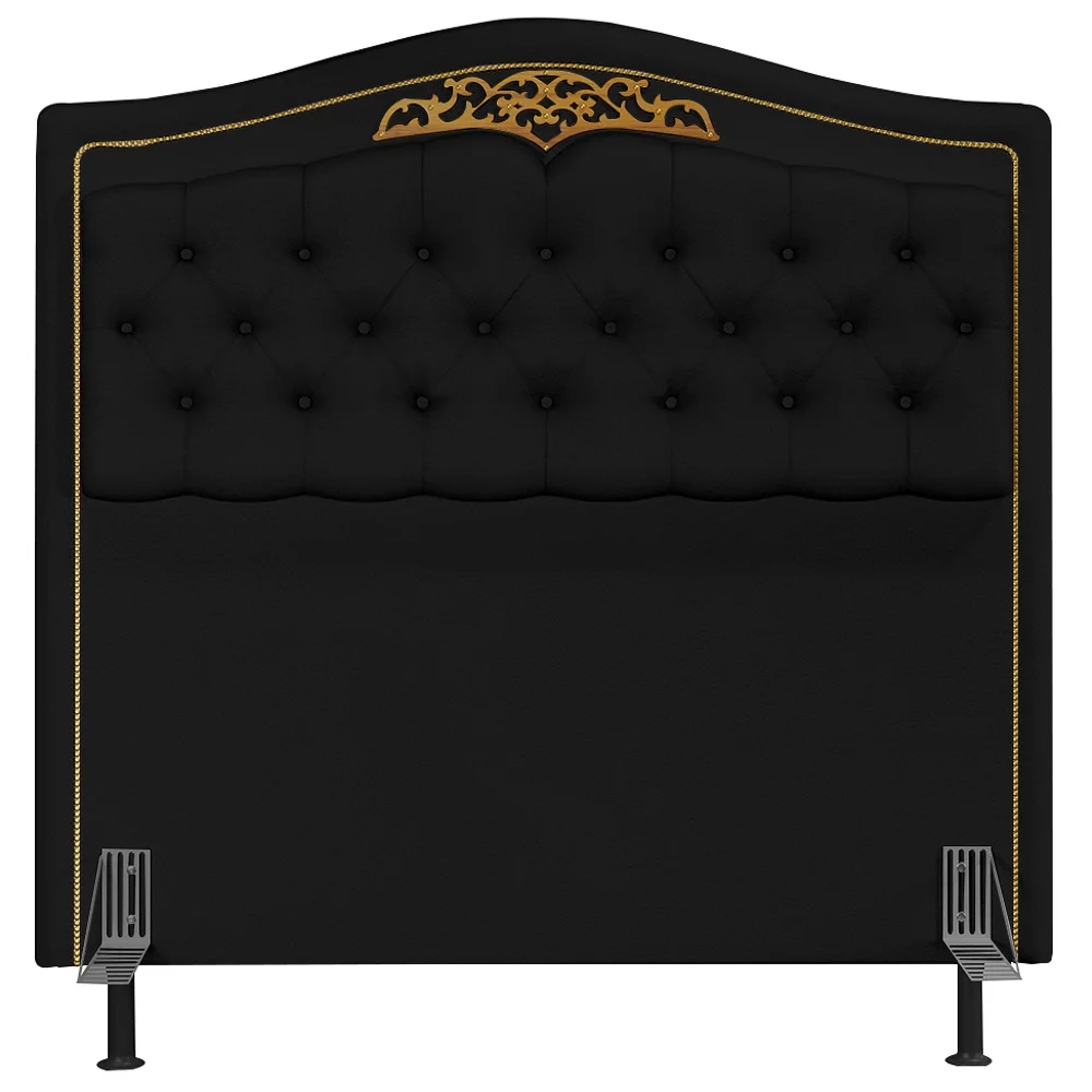 Cabeceira Cama Box Casal King 195cm com Tachas Imperial J02 Sintético Preto - Mpozenato