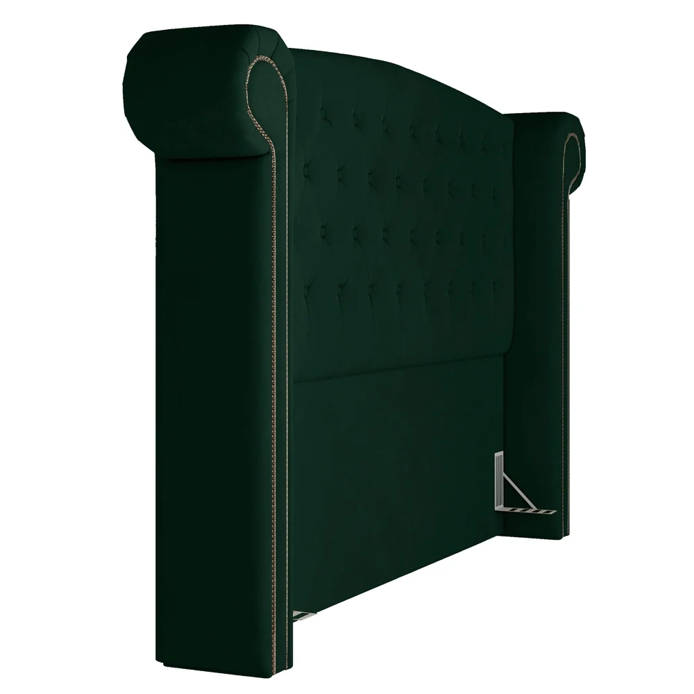 Cabeceira Cama Box Casal King 195cm Provença Z37 Veludo Verde Musgo - Mpozenato