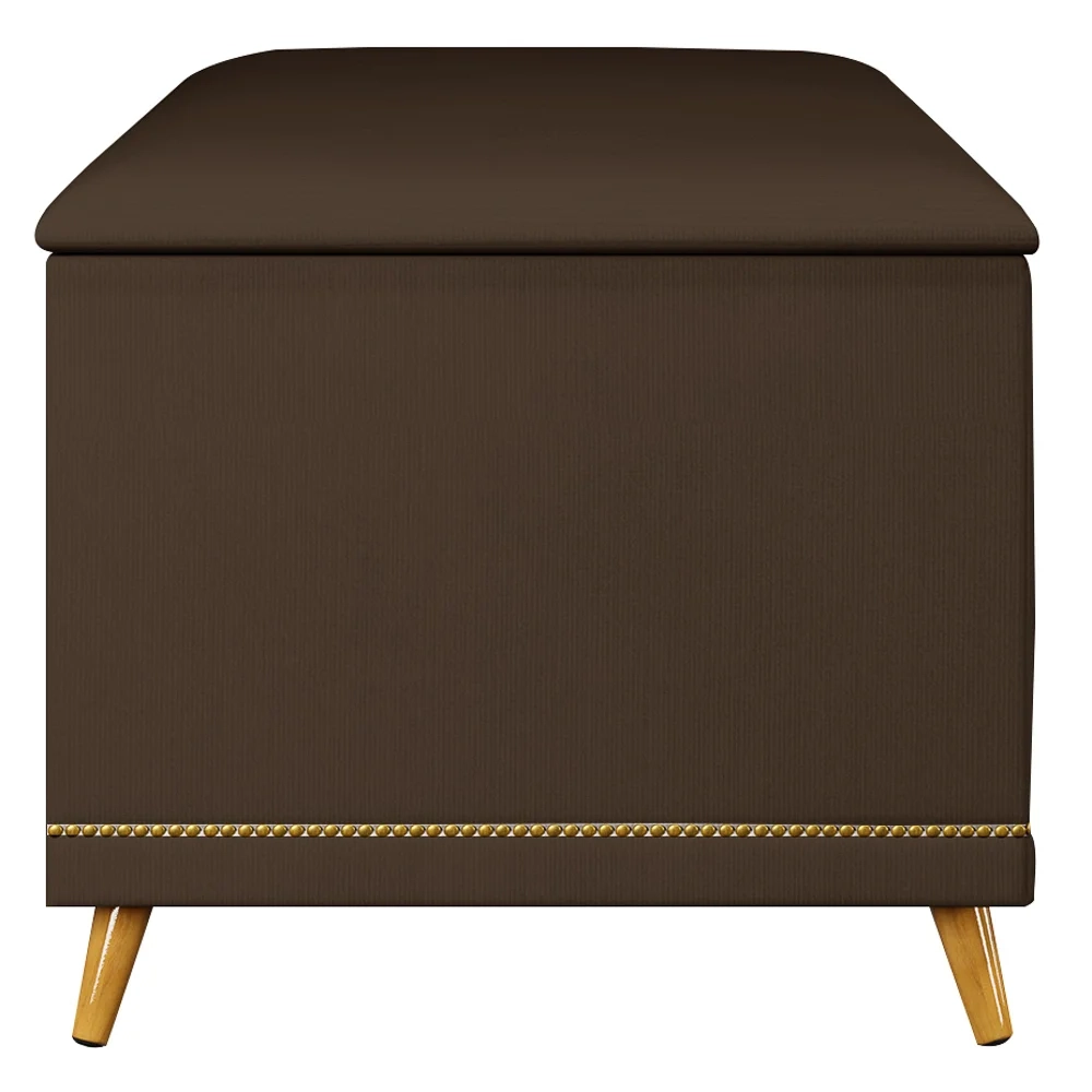 Calçadeira Baú Solteiro 90cm com Tachas Imperial J02 Veludo Chocolate - Mpozenato