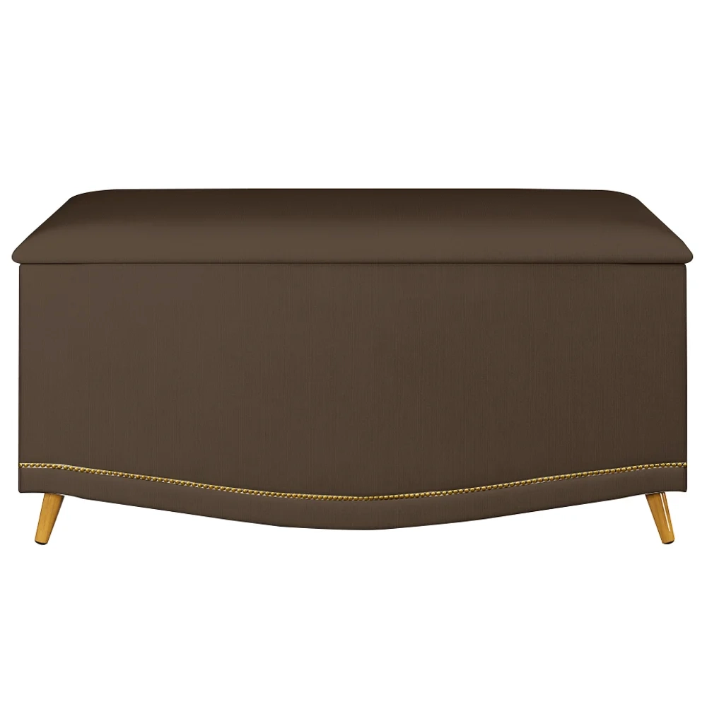 Calçadeira Baú Solteiro 90cm com Tachas Imperial J02 Veludo Chocolate - Mpozenato