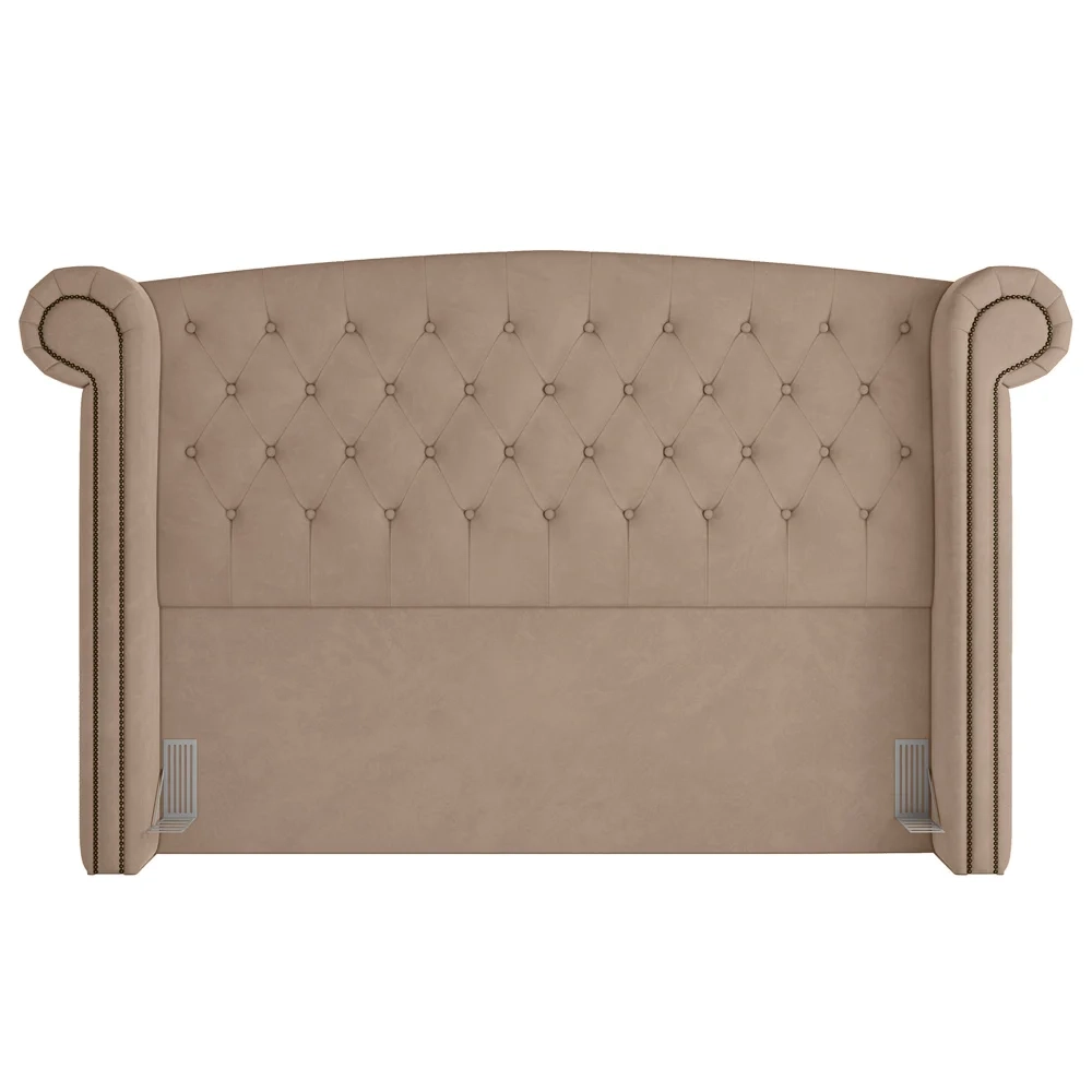 Cabeceira Cama Box Casal 140cm Provença Z37 Veludo Bege - Mpozenato