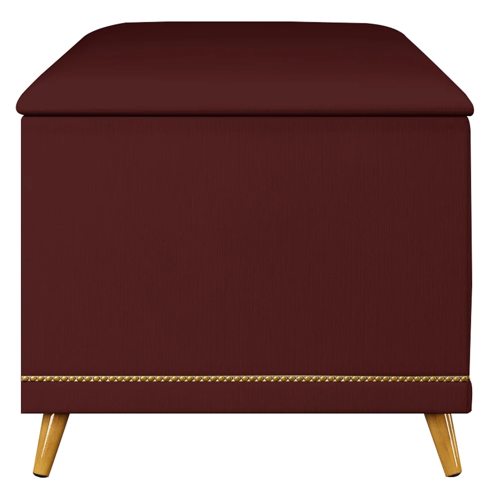 Calçadeira Baú Solteiro 90cm com Tachas Imperial J02 Veludo Bordô - Mpozenato