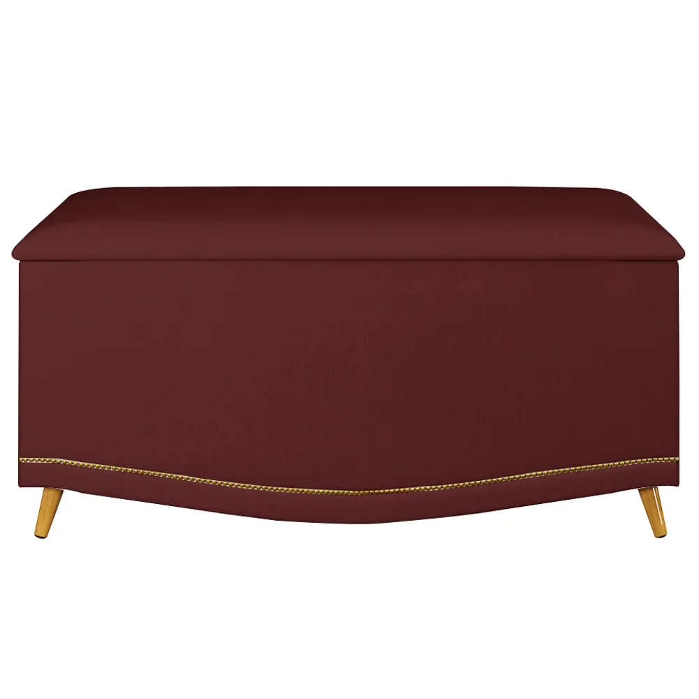 Calçadeira Baú Solteiro 90cm com Tachas Imperial J02 Veludo Bordô - Mpozenato