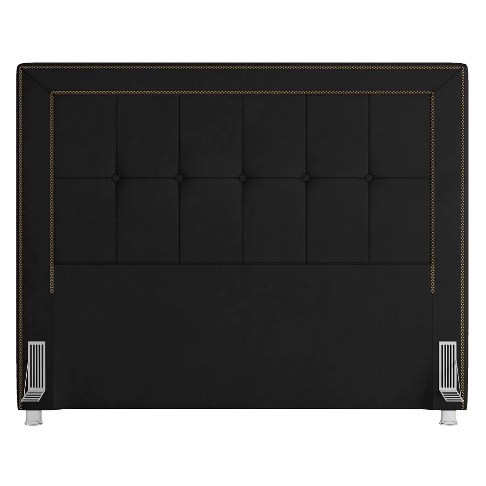 Cabeceira Cama Box Casal 140cm Paolla Z37 Veludo Preto - Mpozenato